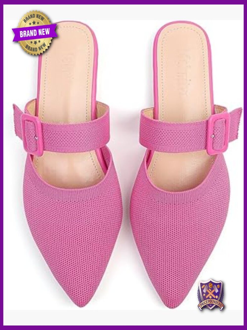 Wide Width Pointed Toe Mules with Memory Foam, Slip-On Flats